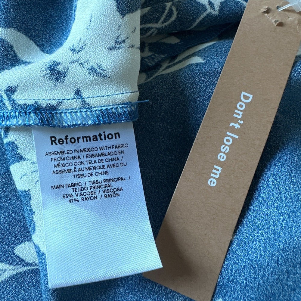 NWT Reformation Truett Dress Cyanotype Blue Floral Size 2 - Picture 3 of 8